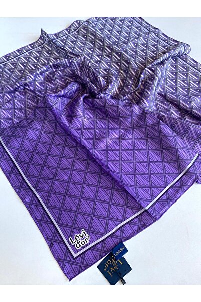 Levidor وشاح تيفيل من الحرير الخالص 49462 نمط أرجواني مختلط