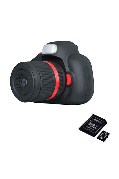 THD Package: 32gb Memory Card Digital Camera for Kids, Pixels D6, Dslr Look, Black