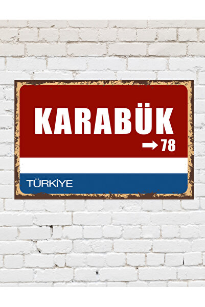 TABLOX Karabük 78 Dekoratif Şehir Plaka Retro Tablo MDF Ahşap Tablo Sokak Tab...