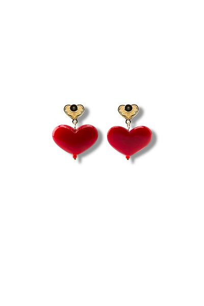 Finery by Nerrs Zr Model Double Heart Earrings