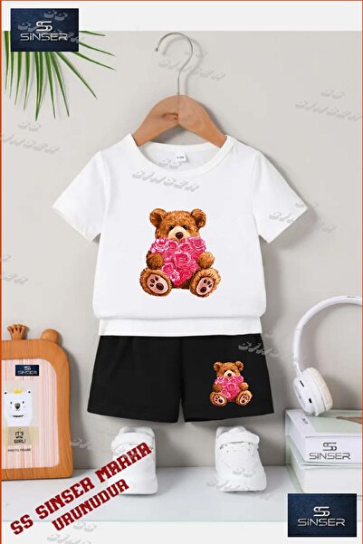 SS SİNSER Children's Unisex “Bear with Gull Heart“ Special Printed Crew Neck ...