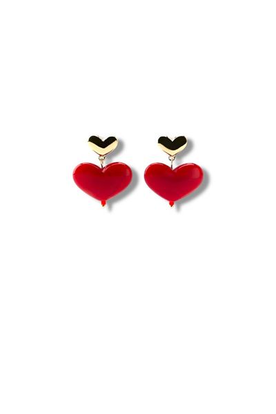 Finery by Nerrs Zr Model Double Heart Earrings