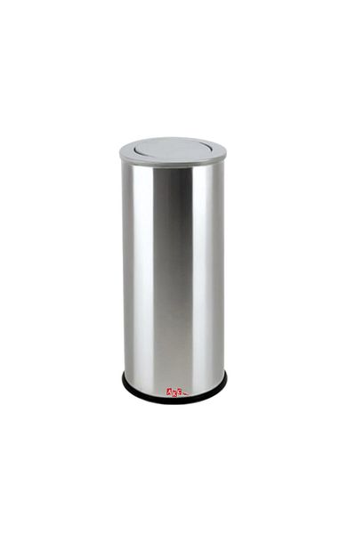AKC Stainless Steel Swing-Lid Waste Bin–20L Modern Circular Trash Can with Fingerprint-Resistant Finish