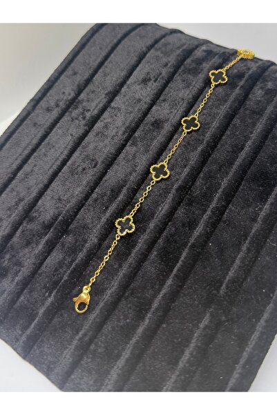 Gulsah's Store Steel Gold Mini Clover Bracelet