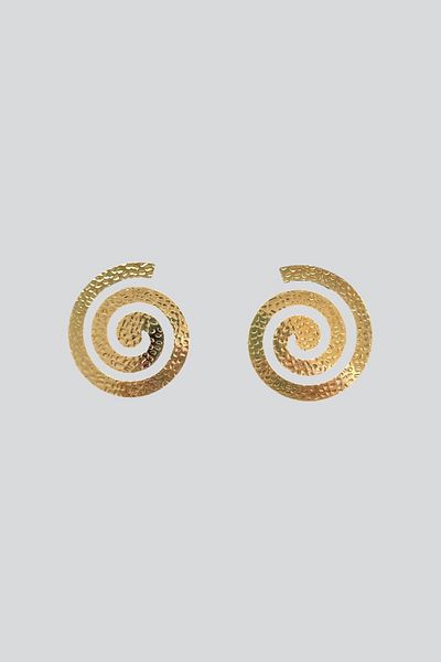 stravis Gold Color Textured Spiral Earrings