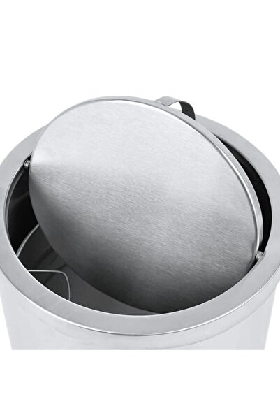 AKC Stainless Steel Swing-Lid Waste Bin–30L Modern Circular Trash Can with Fingerprint-Resistant Finish