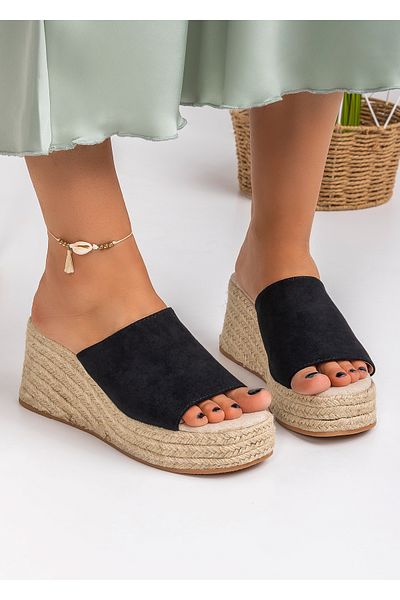 starlike Women's black platform slippers A044