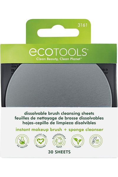 Ecotools Professional Makeup Brush Cleaner And Beauty Blender Dissolving Sheets With Textured Mat