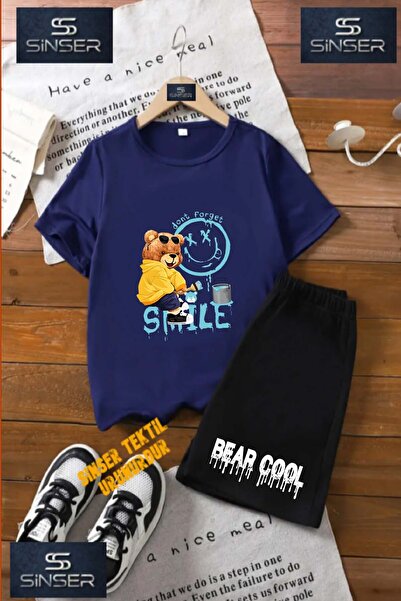 SS SİNSER Παιδικό UNISEX “AYICIK BOYA TURKUAZ SIMILE” Μπλουζάκι με ιδιαίτερη ...