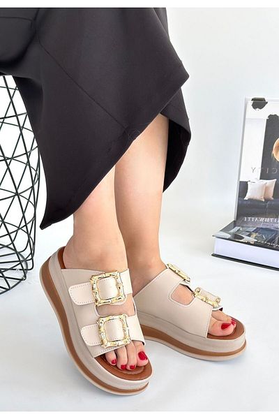 waymoda Way Moda Jalli Beige Skin Slippers