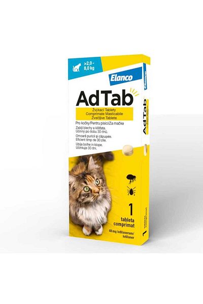 ELANCO AdTab Cat 48 mg pentru pisici 2-8 kg, 1 comprimat