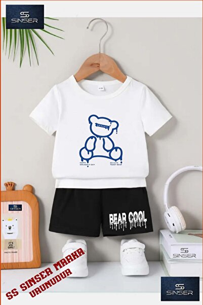 SS SİNSER Tricou cu gât rotund cu imprimeu special „BEAR BLUE STRIPED BOTTOM ...