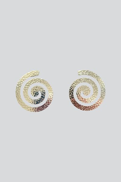 stravis Silver Color Textured Spiral Earrings