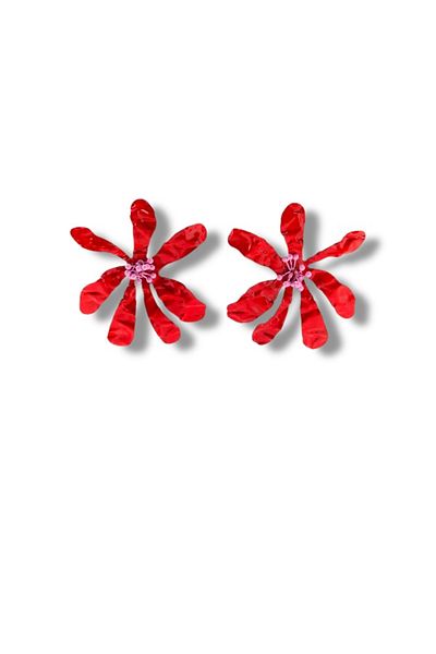 Finery by Nerrs Maxi Red Flower Earrings (8,5 cm)