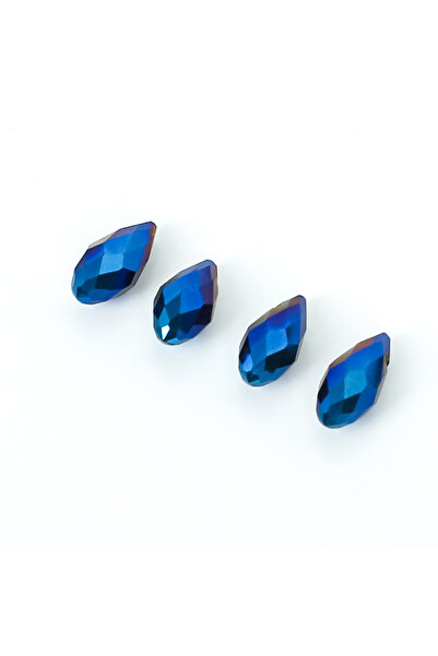 yfhobi 5 Adet- 12 mm Damla Kristal Üstten Delik Cam Boncuk, Kaplama Mavi Renk...