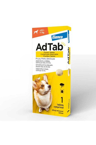 ELANCO AdTab Dog 225 mg pentru câini 5,5-11 kg, 1 comprimat