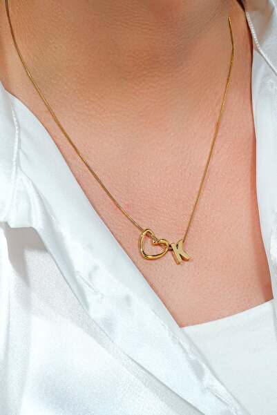 ÖZÜM TAKI Women's Steel Letter Necklace K Gold