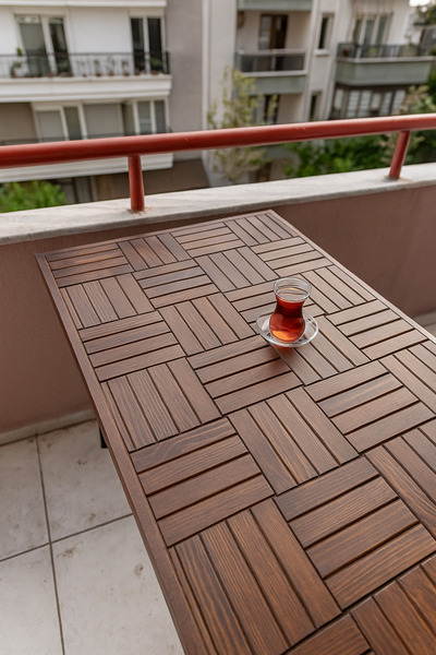 MİRRORSS Ahşap Ceviz renk Balkon Bahçe Masası Çay Kahve Mutfak Yemek masası 120 X 60 cm , yükseklik 73 cm