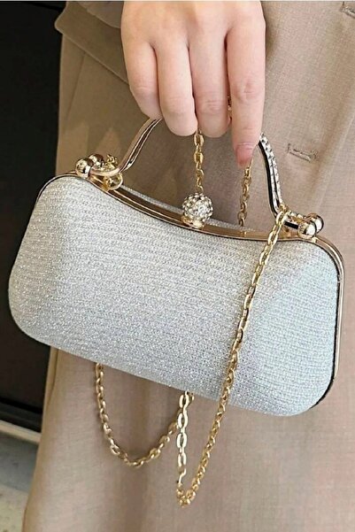 ZEYYMODA Geantă de seară din argint strălucitor importat pentru femei, cu pie...