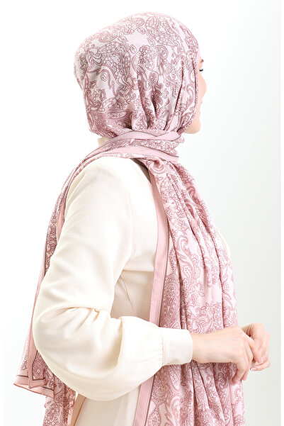 sefamerve Karaca Desenli Mio Krep Şal 81099-13 Açık Pudra