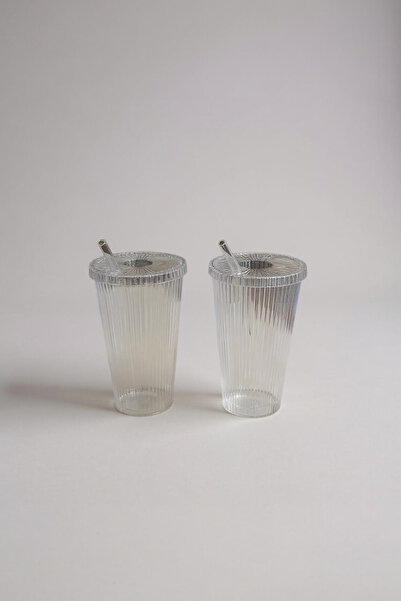 UCR HOME Glass Mica Cup with Straw Origami Style with Lid Soft Drink Cold Hot Coffee Pinterest 2 Pcs