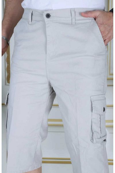 LORDA GİYİM Men's Bermuda Shorts Long Capri Cargo with Pockets Long Capri Knee High Waist