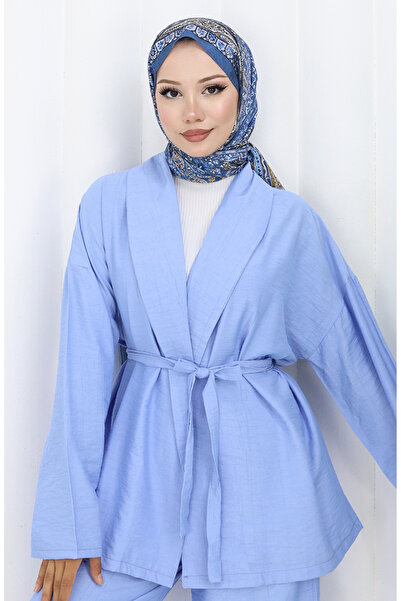 sefamerve Σετ δύο τεμαχίων παντελόνι κιμονό 11322-04 μπλε