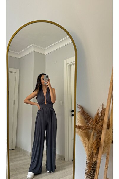 MasalBoutiquee KADIN ANTRASİT BOYUNDAN BAĞLAMALI TULUM