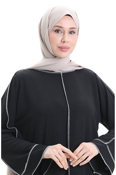 sefamerve Φόρεμα Abaya διπλής όψης 5115-01 Μαύρο