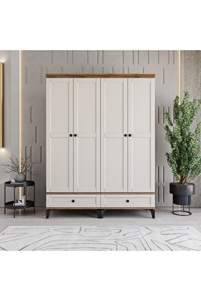 MONZIO Silva 4 Kapaklı Çekmeceli Gardırop %100 MDF