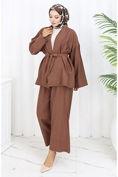 sefamerve Παντελόνι κιμονό σετ δύο τεμαχίων 11322-05 πλακάκι