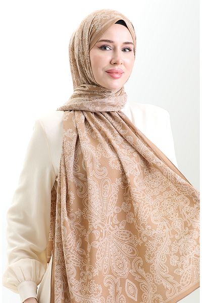 sefamerve Σάλι Mio Crepe με σχέδιο Karaca 81099-08 Soil