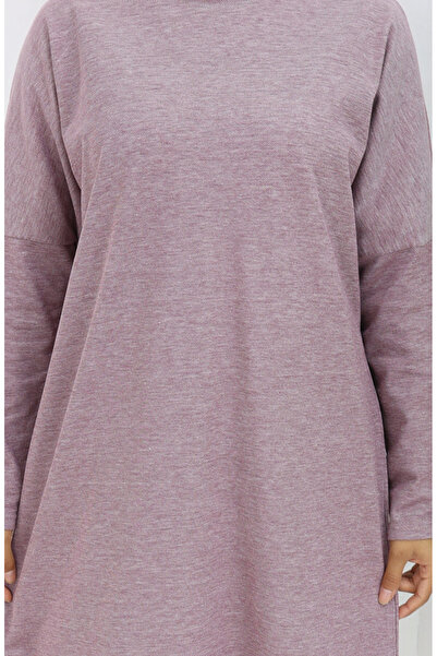 sefamerve Άνετο κομμένο βαμβακερό απλό τουνίκ 8757-05 Ανοιχτό δαμάσκηνο