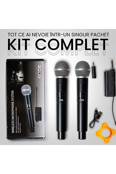 VENTART Set of 2 VENTART Wireless Microphones, with Receiver Jack 6, 35mm, rechargeable, Karaoke