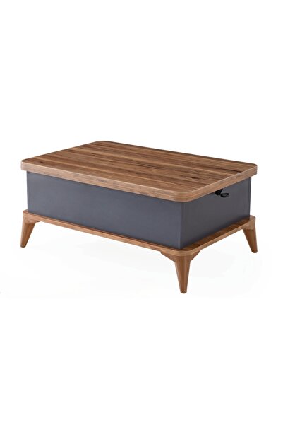 OnurEvimde Desensiz 5 Kademeli Akıllı Sihirli Sehpa Antrasit Ceviz Renk 60x90 Cm