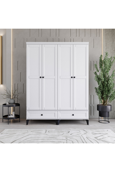 MONZIO Silva 4 Kapaklı Çekmeceli Gardırop %100 MDF