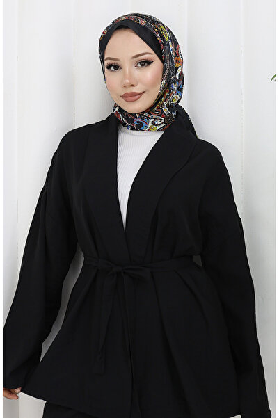 sefamerve Σετ δύο τεμαχίων παντελόνι κιμονό 11322-01 μαύρο