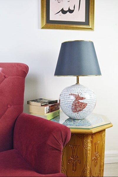 Kütahya Alkimo Hand Decor Ceramic Lampshade Table Lamp Night Light Decorative Lamp