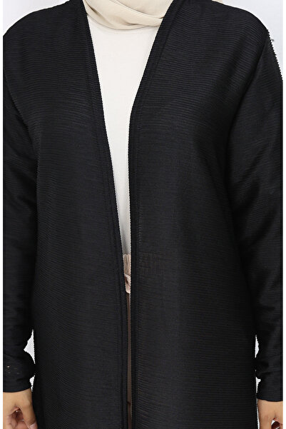 sefamerve Sade Uzun Mevsimlik Siyah Hırka 8756-01 Siyah