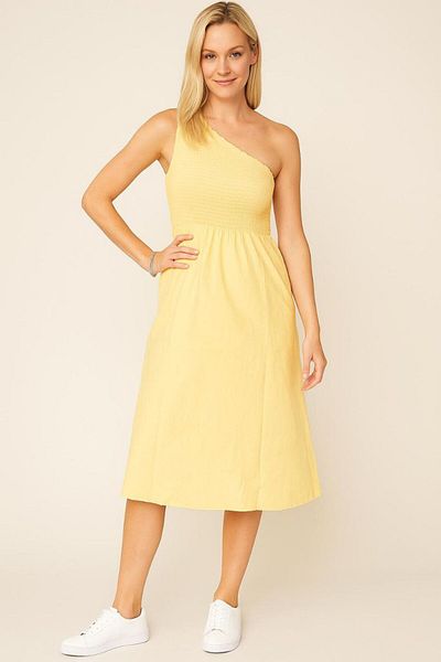 SEVENLINE Women's Waist Opening Gipeli Single Sleeve Midi Dress