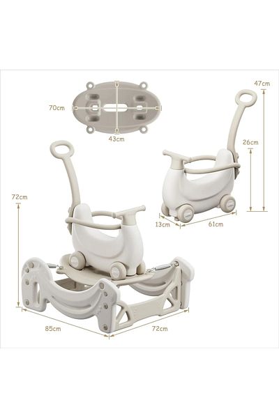 Picodino Cal balansoar multifunctional 5 in 1 copii – trambulina, scuter, bicicleta cu maner de impins