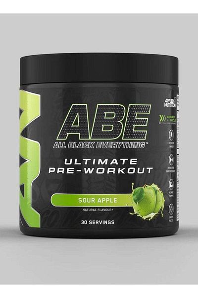 applied nutrition ABE Ultimate Pre-Workout Powder - Sour Apple Flavor, 30 Servings | Boost Energy, Focus & Performance