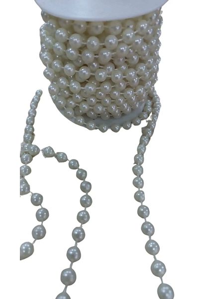 Mu Art Ahşap Row Round Pearl Width 1 cm Cream 1 Meter