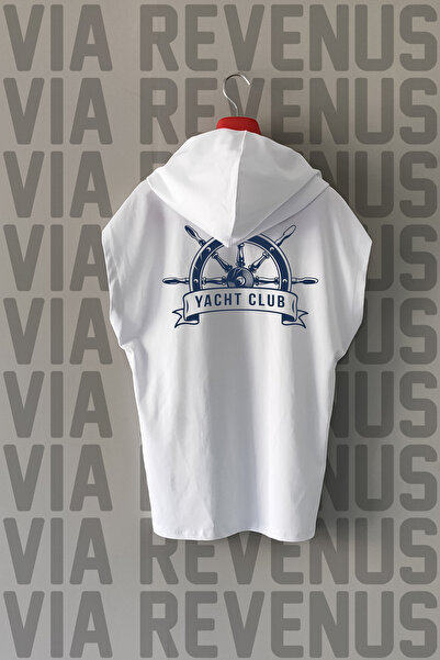 Vordevia Yacht Club μπροστινό και πίσω εμπριμέ με κουκούλα μηδέν μανίκι 100% βαμβακερό αθλητικό μπλουζάκι