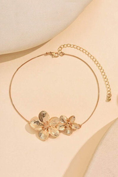 H&E DESIGN Kadın Gold Lotus Çiçeği Choker Kolye