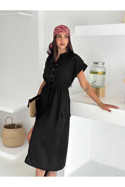 ELBEY Button Detailed Woven Modal Dress