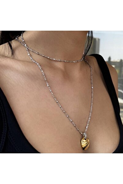 neslyaccessories Mix Shine Uzun Kolye (Silver Zincirli)
