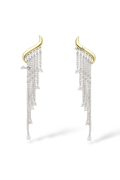 neslyaccessories Flowing Sparkle – 7 cm Double Color Dangle Earrings