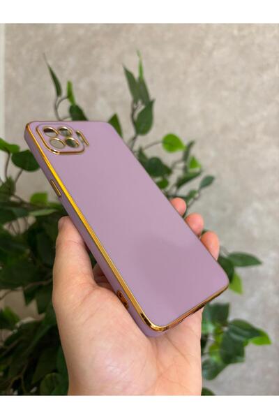 Hatreds Oppo Reno 4 Lite Kılıf Gold Kenarlı Kamera Koruma Çıkıntılı Parlak Ta...