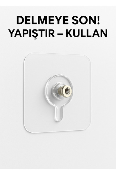 BRE HOME 1 adet Yapışkanlı Vida Duvar Askısı | Delmeden Montaj | Güçlü Taşıma Kapasiteli Şeffaf Askı